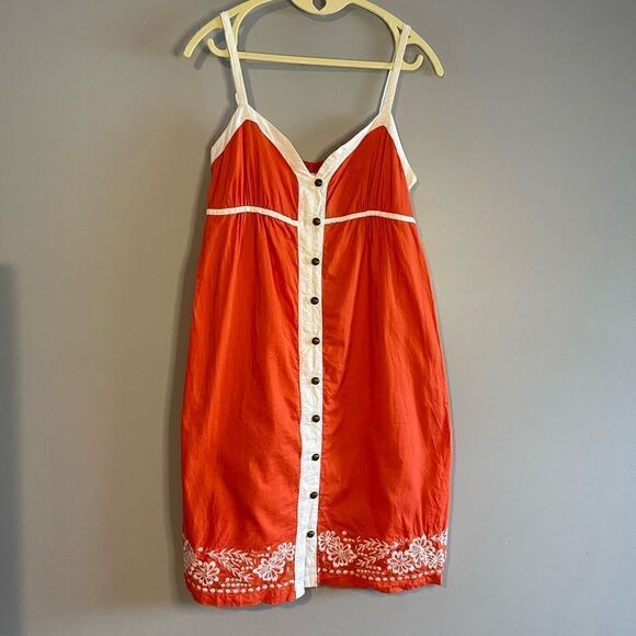 ROXY Orange & White Embroidered Sundress | SZ M - Picture 16 of 17
